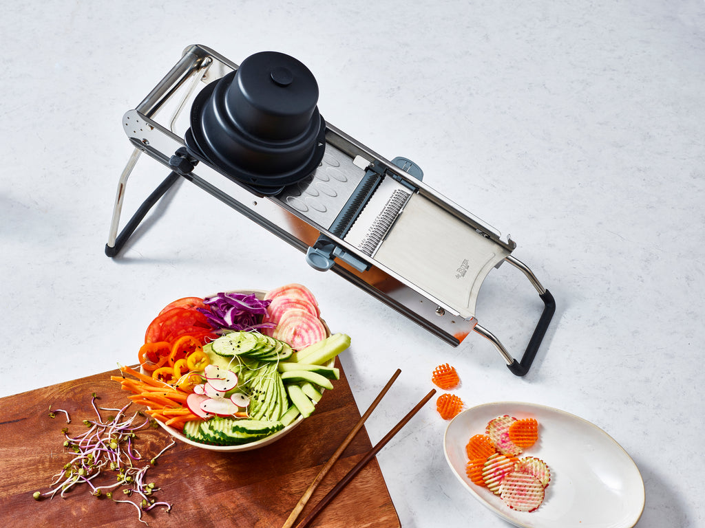 De Buyer Mandoline Access Edelstahl – Gemüsehobel mit 2 Julienne-Klingen