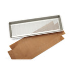 De Buyer Rettangolare Forato Backform Edelstahl perforiert – 35 × 10,5 × 3,5 cm, mit Antihaft-Backfolie