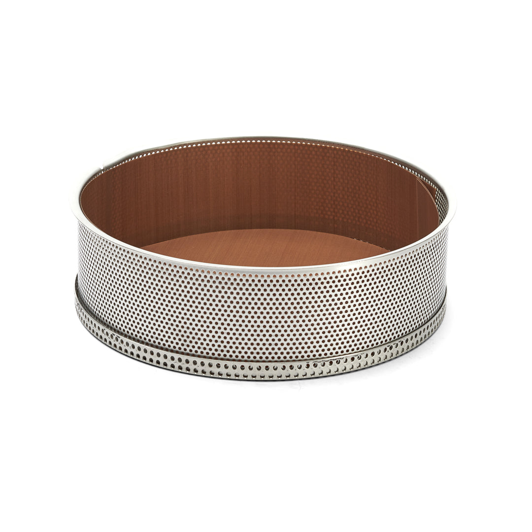 De Buyer Tondo Forato Backform Edelstahl perforiert – 20 & 24 cm, mit Antihaft-Backfolie