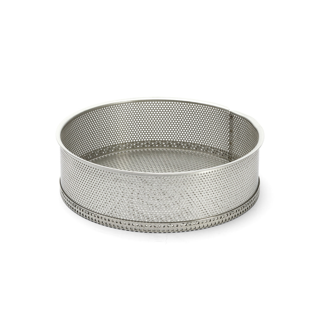 De Buyer Tondo Forato Backform Edelstahl perforiert – 20 & 24 cm, mit Antihaft-Backfolie