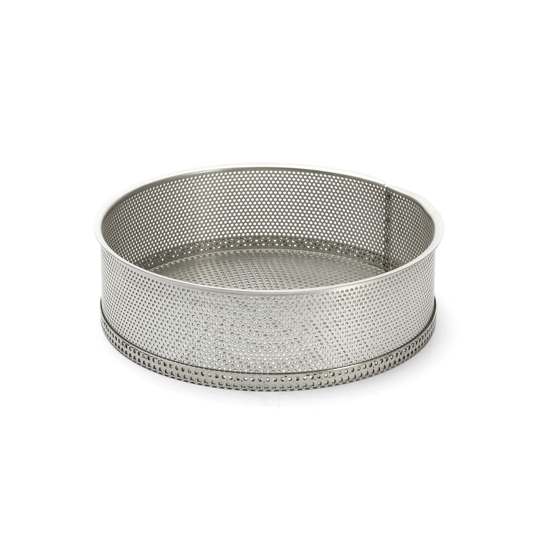 De Buyer Tondo Forato Backform Edelstahl perforiert – 20 & 24 cm, mit Antihaft-Backfolie
