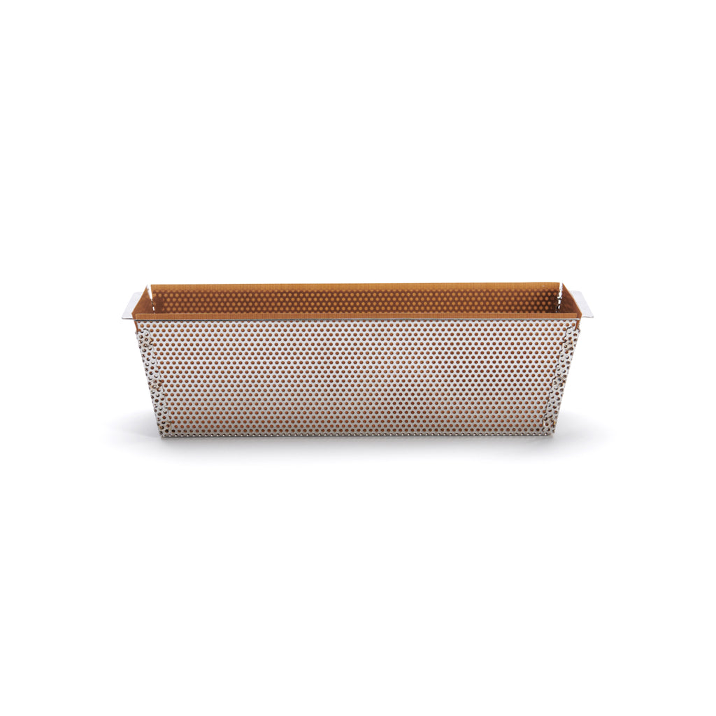 De Buyer Plumcake Forato Backform Edelstahl perforiert – 26 cm, mit 2 Antihaft-Backfolien