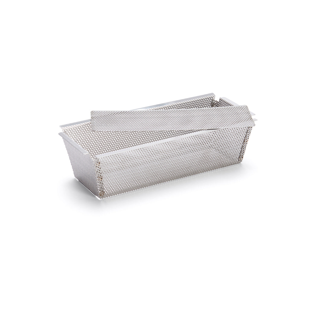 De Buyer Plumcake Forato Backform Edelstahl perforiert – 26 cm, mit 2 Antihaft-Backfolien