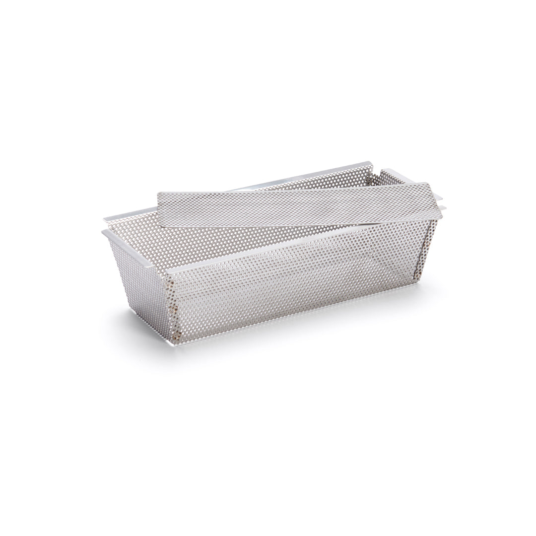 De Buyer Plumcake Forato Backform Edelstahl perforiert – 26 cm, mit 2 Antihaft-Backfolien