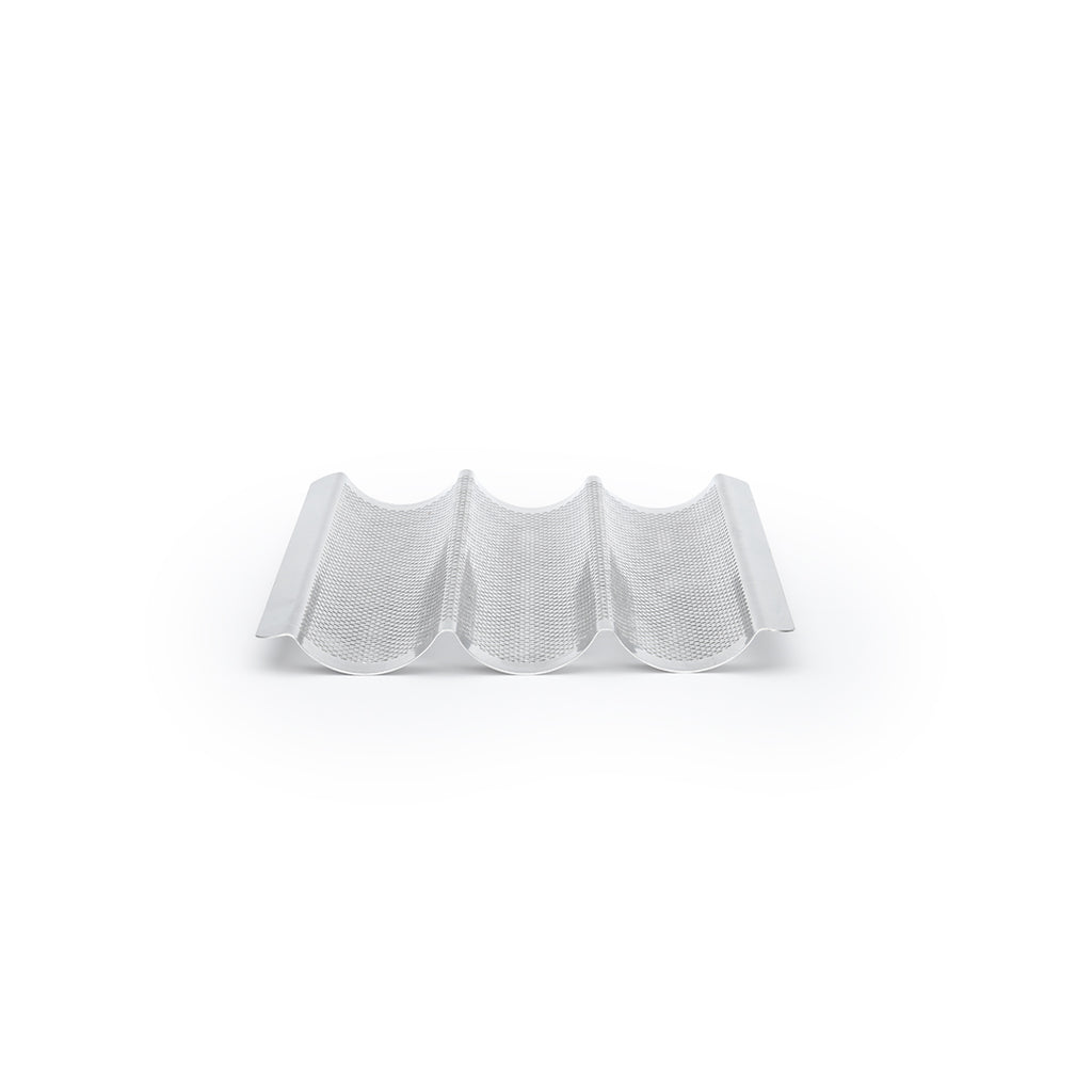 De Buyer 3 Baguette Inox Backblech Edelstahl perforiert – für 3 Baguettes, 40 × 26,5 cm