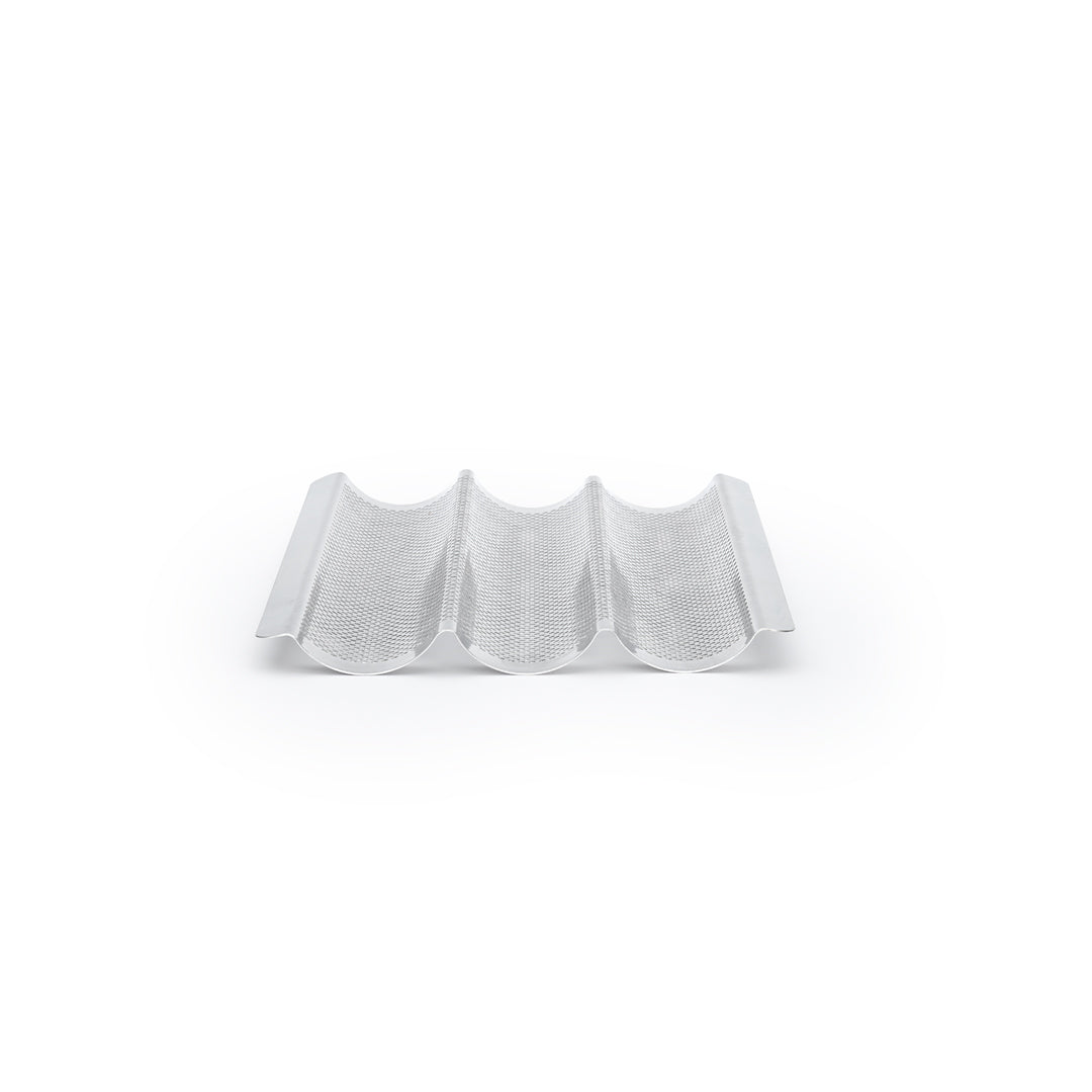 De Buyer 3 Baguette Inox Backblech Edelstahl perforiert – für 3 Baguettes, 40 × 26,5 cm