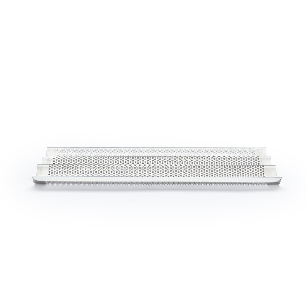 De Buyer 3 Baguette Inox Backblech Edelstahl perforiert – für 3 Baguettes, 40 × 26,5 cm