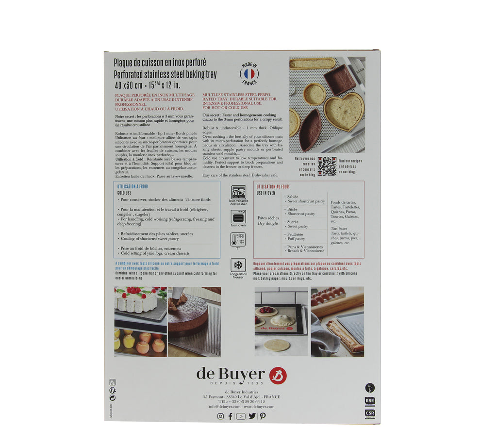 De Buyer Perforata Inox Backblech Edelstahl perforiert – 40 × 30 cm