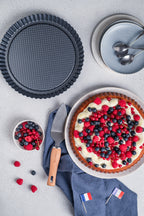 De Buyer Obstkuchenform Antihaft 28 cm – Geriffelte Tortenbodenform aus Stahl
