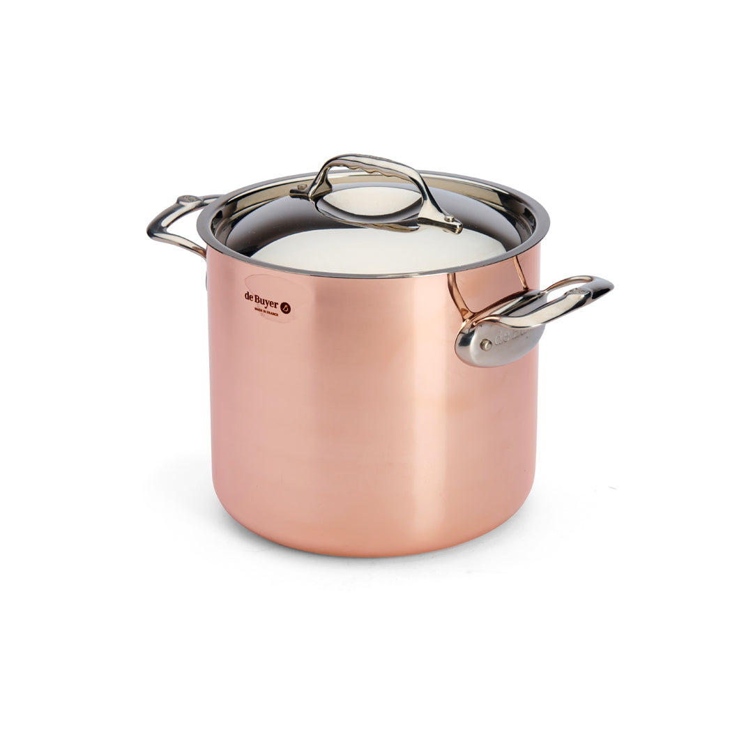 De Buyer Prima Matera Bratentopf hoch Kupfer/Edelstahl mit Deckel – 24 cm, 7,5 L