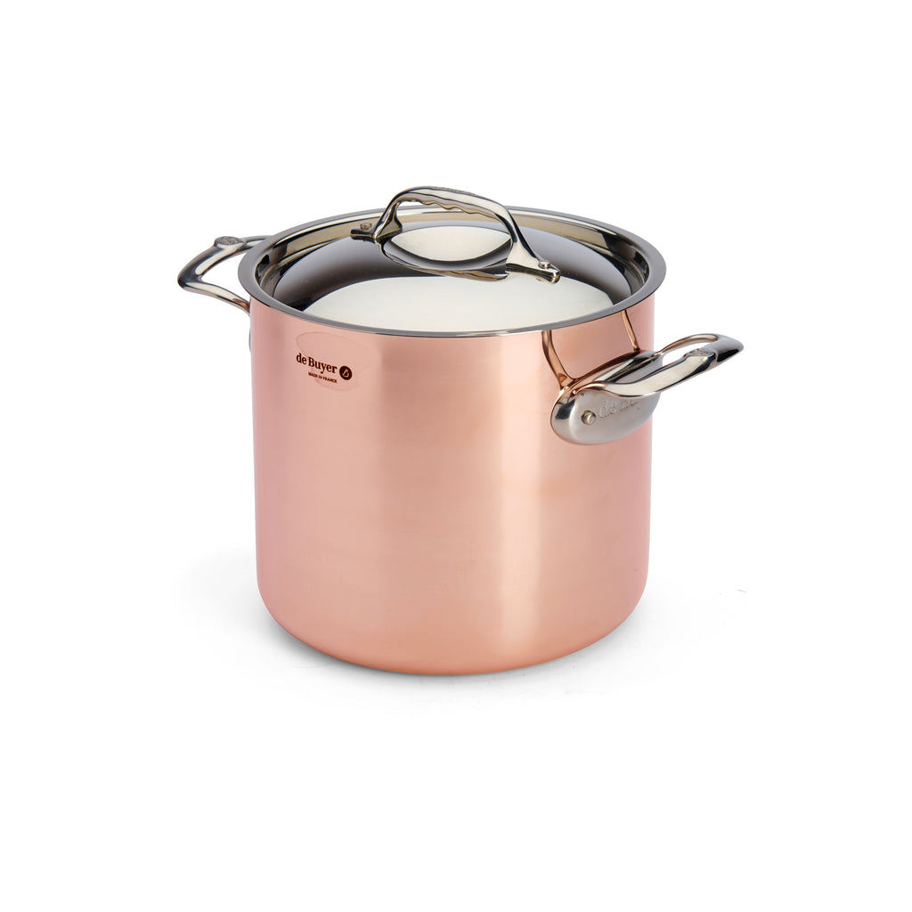 De Buyer Prima Matera Bratentopf hoch Kupfer/Edelstahl mit Deckel – 24 cm, 7,5 L