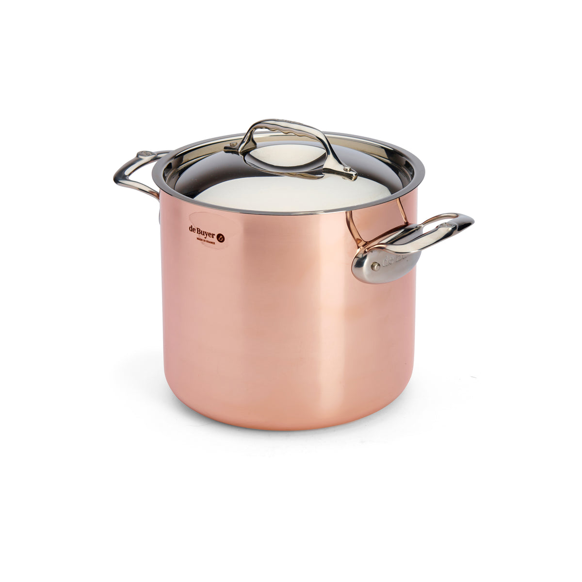 De Buyer Prima Matera Bratentopf hoch Kupfer/Edelstahl mit Deckel – 24 cm, 7,5 L