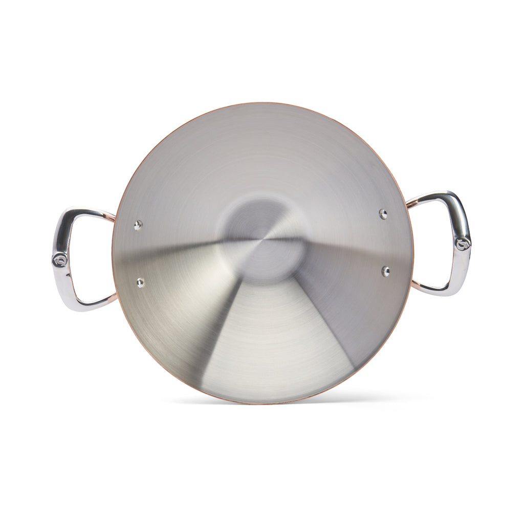 De Buyer Prima Matera Wok Kupfer/Edelstahl mit 2 Griffen und Glasdeckel – 32 cm, 4 L